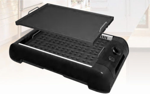 Schwarzer rauchloser Inneninfrarotgrill 220V 1200W mit zwei Platten