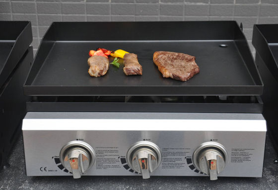 Rauchloser 3 Brenner-tragbarer Edelstahl-Grill im Freien 500x350mm